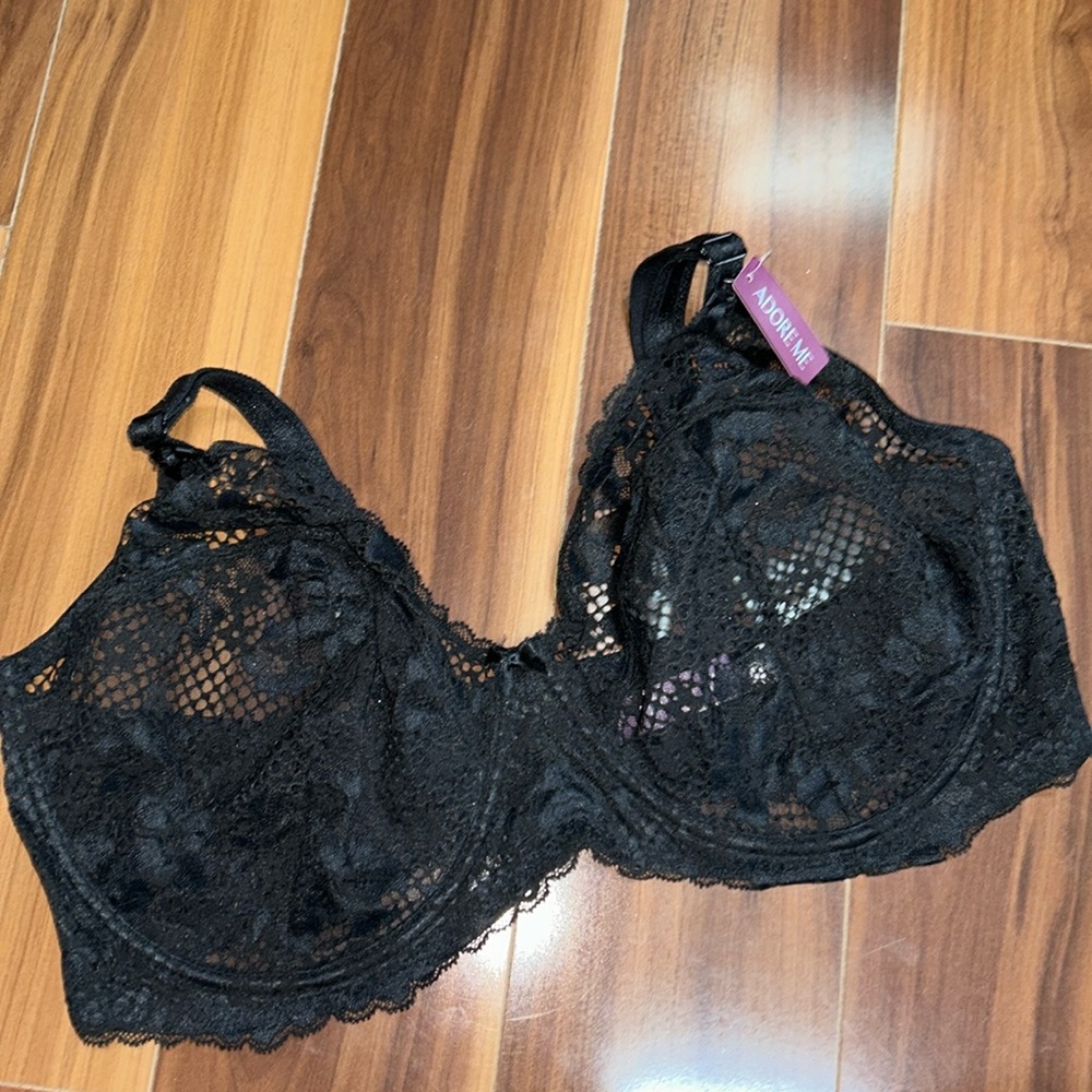 42G adore me unlined full coverage lace bra black